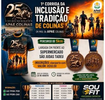 Capa do evento 1ª CORRIDA DA INCLUSÃO E TRADIÇÃO DE COLINAS